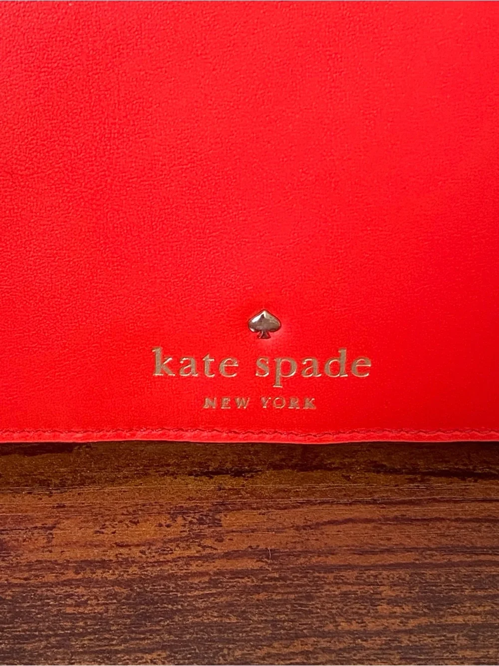 Kate Spade Storybook Lined Red/Orange Wallet - Picture 3 of 12